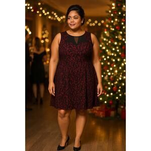 Heart & soul Black Red Lace plus size moody vampire sleeveless dress 1X pinup